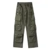 Men s Pants Spring Cargo pants Rice White Multi pockets Overalls Harajuku stays Men Loose Casual Trousers Straight Mopping 230721