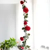 Kwiaty dekoracyjne 1 szt. Sztuczny 180 cm (70 cali) długi kwiat róży winorośl zielone liście plastikowe rośliny ślubne festiwal domowy f546