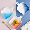 Раунда наборы наборы творческого веб -знаменитости градиент керамическая чаша для выпечки с ручкой скандинавской кухни стейк -сковорода диск