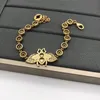 Luxury designer retro little bee Charm Bracelets rhinestone brass material for women party lovers gift jewelry244R