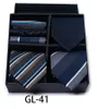 Шея галстуки vagueltette полосатые 3pcs Pocket Square Men Tie Tie Luxury Gift Set для мужчин Свадебная вечеринка с коробкой 230721