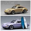 Giocattoli di trasformazione Robot POP RACE 1 64 Porsche Singer 964 Gold Purple DieCast Model Car 230721