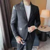 Men's Suits Spring High-quality Business Suit PU Leather Splicing Slim Hip Hop Style Casual Tuxedo Fashion Blazer 4XL