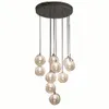 Salon plafond suspension 10 têtes verre aluminium fil boules de verre salle à manger cuisine escalier pendentif luminaires