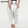 Skirts CM.YAYA Vintage Women Faux Leather Patchwork Bodycon Midi Pencil Maxi Long Skirt Street INS Fashion PU OL Skirts 230720