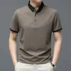 Men's TShirts BROWON Brand Summer Men T Shirts Striped Print TurnDown Collar T Shirt for Men Business Casual Classics Golf Men Clothing 230720