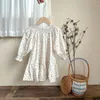 Fille robes coréenne enfants vêtements automne filles robe jupe florale princesse col rond à volants plissé cassé fleur enfants vêtements