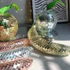 Decorative Objects Figurines Disco Banana Apple Art Home Decoration Mirror Reflective Decor Table Bar Stage Rotating Fruit 230721