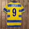 Fãs tops tees 1998 1999 2000 Parma calcio mens de futebol de futebol crespo cannavaro baggio asprilla home amarelo blue futebol camisa de manga curta de manga curta uniformes