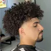 15mm afro curl 1b full pu toupee mens peruk indisk jungfrulig mänsklig hårbyte för svarta män uttrycker leverans318a