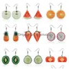 Dangle Chandelier Fruit Earrings Food Stberry Drop For Women Girl Female Acrylic Watermelon Earring Tomato Kiwi Orange Jewelry Gif Dhiq4