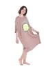 여자 잠자기 여름 여성 패션 O- 넥 레몬 나이트 가운 섹시한 어린 소녀 란제리 나이트 드레스 오버 사이즈 셔츠 슬리브 나이트웨어