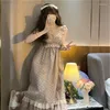 Dames Nachtkleding Koreaans Kawaii Prinses Nachthemd Vrouwen Zomer Mouwloze Ruches Bedrukte Nachthemden Sweet Girl Pyjama