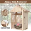Bird Cages Blue Birds House Wood Window Birdhouse Weatherproof Nest Designed with Perch Transparent Rear for Easy Watch 230721