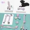 Evcil hayvan oyuncakları pamuk halat kedi köpek renkli düğümler çiğneme oyuncaklar düğüm köpek malzemeleri için köpek köpek kedi dayanıklı örgülü kemik ipi233z