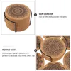Matten Pads 1 Set mit 12 Stück kreativen Holzuntersetzern im nordischen Mandala-Design in runder Form mit Gestell 1 * Gestell und 12 Untersetzern 230720