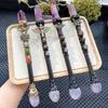 Jewelry Pouches Natural Beautiful Purple Fluorite And Amethyst Magic Trace Quartz Crystal Double Point Tower Healing