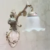 Vägglampa frostat glasskuggljus vintage e27 pläterad järn retro eurpean badrum trapp antik luminaria wll-332