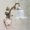 Applique murale en verre dépoli abat-jour lumières Vintage E27 plaqué fer rétro européen salle de bain escalier Antique Luminaria WLL-332