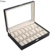 Fanala Pu Leather Watch Display Box 24 Grid Watch Case Jewelry Storage Organizer312p