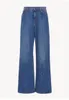 Women's Jeans ROW Brand Spring And Autumn Wash Blue Retro Loose Casual Pants Straight Barrel High Waist Wide Leg
