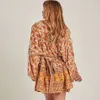 TEELYNN women Cardigan Boho blouse and shirt yellow floral print Kimono sleeve summer blouses beach wear Hippie blouse