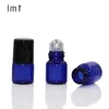 Factory price 1ml 2ml 3ml Blue Glass Roll On Bottle 1CC 2CC 3CC Sample Glass Vials with SS Roller Ball Free DHL Shipping Asltr