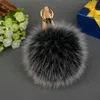 Vossenbont Pompoms Sleutelhanger Natuurlijke Bont Bal Sleutelhangers Echt Vossenbont Pompom Bag Charm Pompom Keychain277g