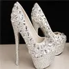 Mode luxe cristaux strass chaussures de mariage taille 12 cm talons hauts chaussures de mariée fête bal femmes chaussures 214k