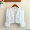 Vrouwen Jassen 2023 Zomer Elegante Vrouwen Kant Sjaal Cape Lady White Wraps Korte Wrap Bolero Accessoires Jas Tops Zon bescherming