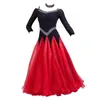 Stage Wear 2023 Mid-Sleeve Black Spandex e Red Standard Ballroom Dance Dress Performance Costume 6 Taglie A0067