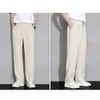 Pantaloni da uomo Pantaloni da abito elasticizzati in vita Ice Silk Eleganti gamba larga Business con bottoni Fly 230720