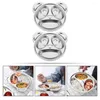 Plates 2 Pcs Toddler Tray Lunch Plate Home Divided Stainless Steel Kids Dinner Snack Serving Baby