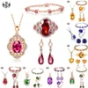 Femmes ensemble de bijoux boucles d'oreilles pendentif collier Rring réglable Zircon décor géométrique coeur Fahion175Q