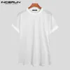 Camisetas Masculinas Camiseta Masculina O Neck Manga Curta Mesh Transparente 2023 Sexy Tee Tops Streetwear Férias Respirável Roupas de Festa INCERUN 230720