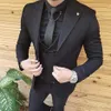 Trzyczęściowy Tuxedos Peak Lapel Center Vent Man Suit Wedding Man Przystosowanie Business Dinner Prom Blazerjacket Spods
