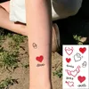 Wasserdichter temporärer Tattoo-Aufkleber, Paar, roter Herzflügel, „Liebe“, Kunst-Tattoo, Wassertransfer, gefälschtes Flash-Tato für Männer und Frauen