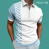 Polo da uomo Estate in stile europeo e americano Polo da uomo Stampa digitale HD Poliestere da uomo con abbigliamento a maniche corte