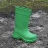 2023 Runway Balenciga Rain Boots Week Freed Street Rain Boots Black High Waterproof Boots Tide Tide
