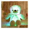 Decorações de Natal 30Cm 50Cm Colorf Brilhante Teddy Bear Luminous Plush Toys Kawaii Light Up Led Boneca Recheada Crianças Drop Delivery Ho Dhyd5