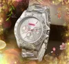 ICE Out Hip Hop heren vrijetijdshorloges 43 mm roestvrij staal quartz uurwerk klok zilveren kast kalender auto datum armband stopwatch horloge geschenken