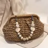 Sacs de soirée bohême femmes perle armure paille grand sac fourre-tout 2023 été voyage plage à la main dame sac à main et sac à main épaule