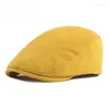 Berretti Primavera Autunno Cappello Uomo Maglia Visiera Berretto Casual Moda Donna Berretto Solido Giallo Blu Con Visiera Piatta Duckbill