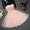 Sweetheart Tulle Homecoming klänningar med Crystal Sash 2020 Vestido Graduacion Party Dress Kort klänningar LACE UP196T