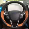 Couverture de volant de voiture en cuir marron en cuir noir pour Ford Fusion Mondeo 2013 2014 EDGE 2015 2016289A