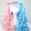 Розовый синий длинный косплей аниме Lolia Wavy Curly Cosplay Wig HOSTAILS312F