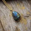 Mode naturel Labradorite colliers pendentifs en forme de S lumière du soleil énergie pierre femme pierre de lune colliers femmes bijoux Drop238x