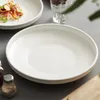 Plates FANCITY Soup Plate Deep Household Deepening Large Ceramic Western Net Red Light Luxury White High-end Japanese