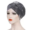 Helisopus Muslim Kopfschmuck Turban Kappe für Frauen Solide Perlen Hijabs Motorhaube Arabischen Wrap Kopf Schal Islamischen Turbantes Accessories309D