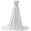 Românticos vestidos de noiva de praia branco evasê para cristais frisados chiffon vestido de noiva aberto nas costas com desconto vestidos de noiva vestido337H